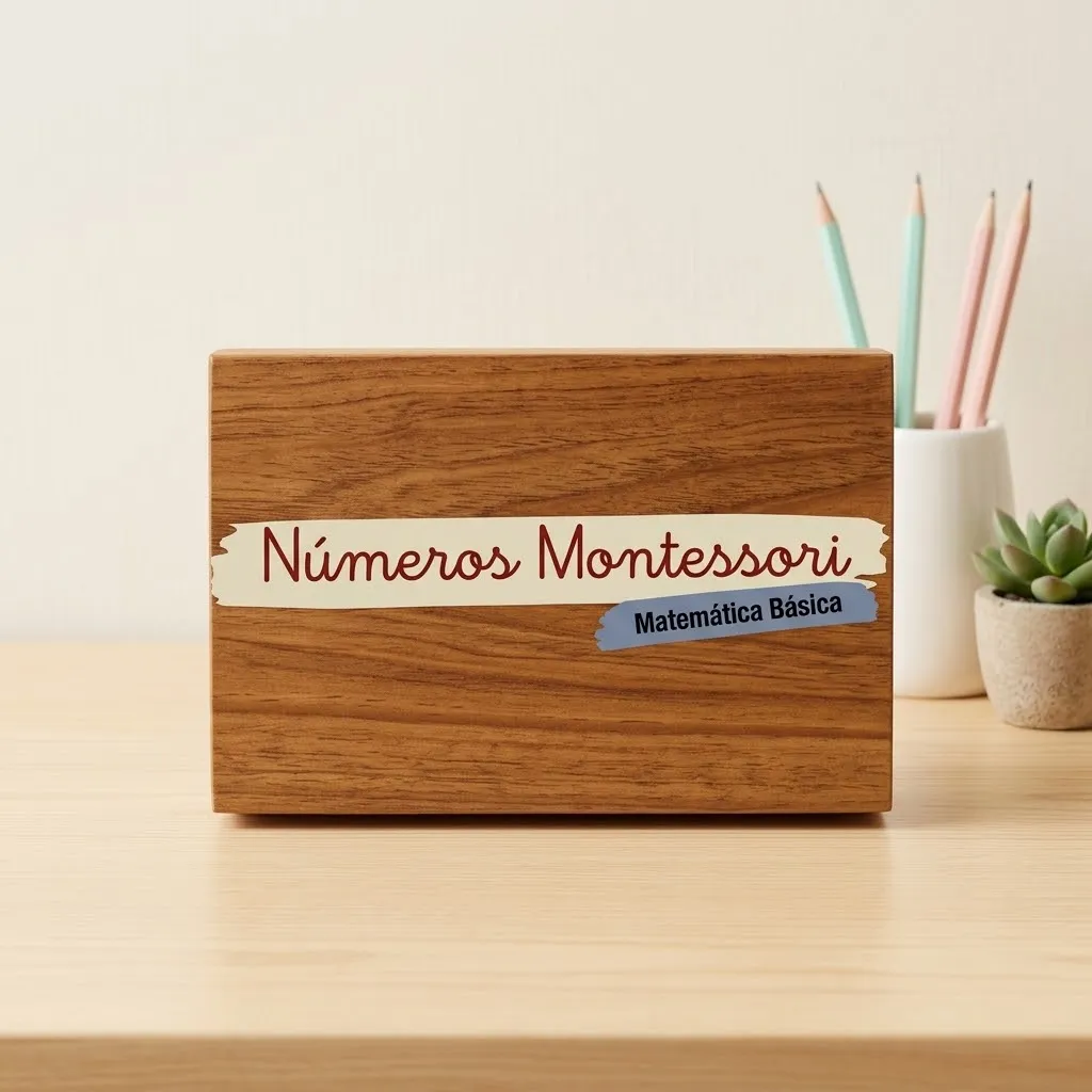 Caja de madera para guardar el conjunto de números educativos